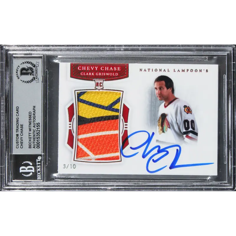 Chevy Chase Christmas Vacation Signed Green #d/10 Patch Card Auto 10 BAS Slabbed