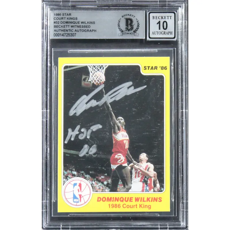 Dominique Wilkins HOF 06 Signed 1986 Star Court Kings #32 Card Auto 10! BAS Slab