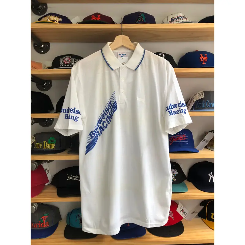 Vintage 80s Budweiser Racing Polo Shirt Size XL