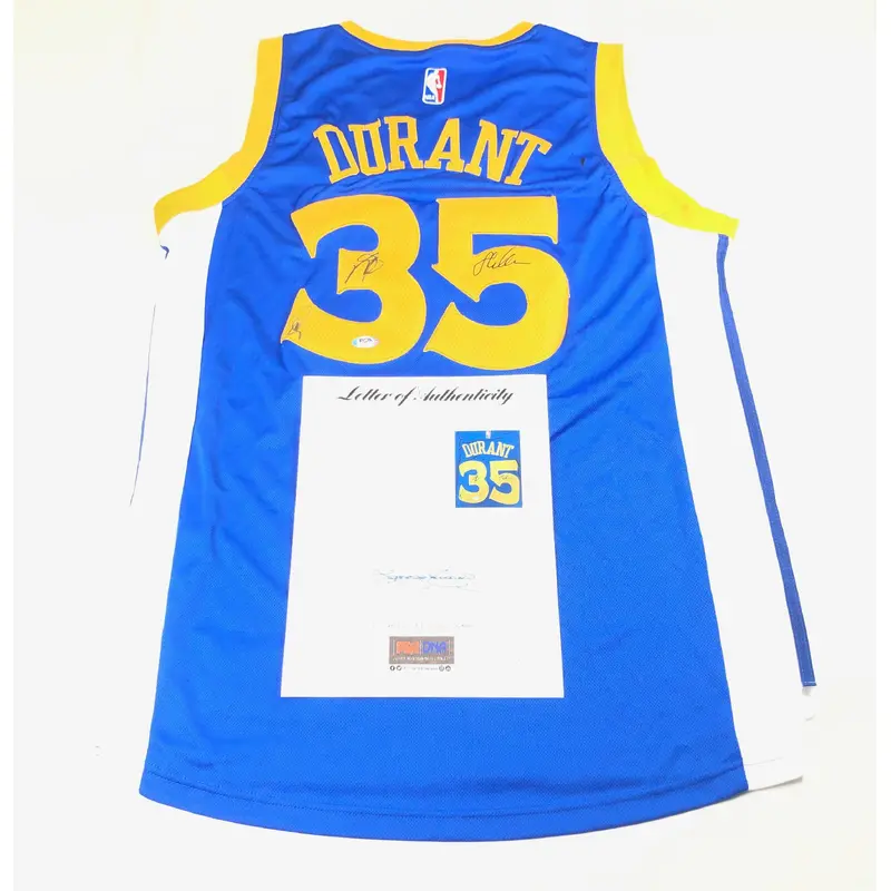 Stephen Curry Kevin Durant Steve Kerr signed jersey PSA/DNA Autographed LOA Warriors