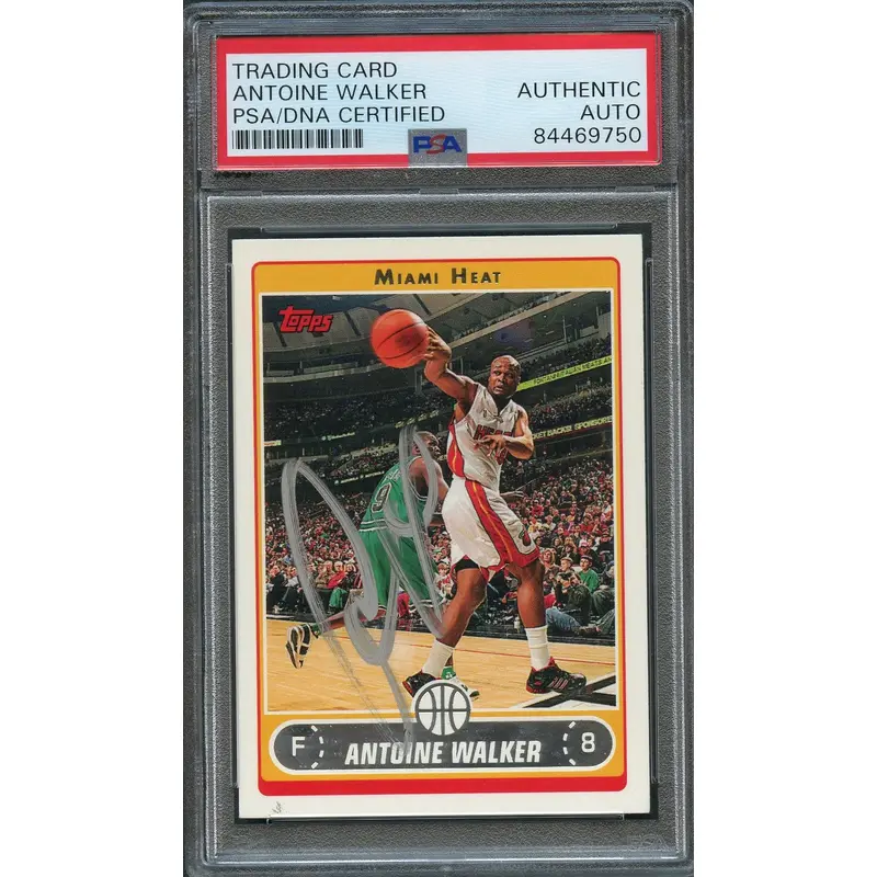 TOPPS 2006-07 #201 Antoine Walker Signed Card AUTO PSA Slabbed Heat