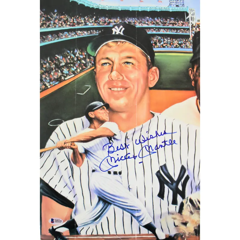 Yankees Mickey Mantle "Best Wishes" Authentic Signed 11x17 Photo BAS #A05232