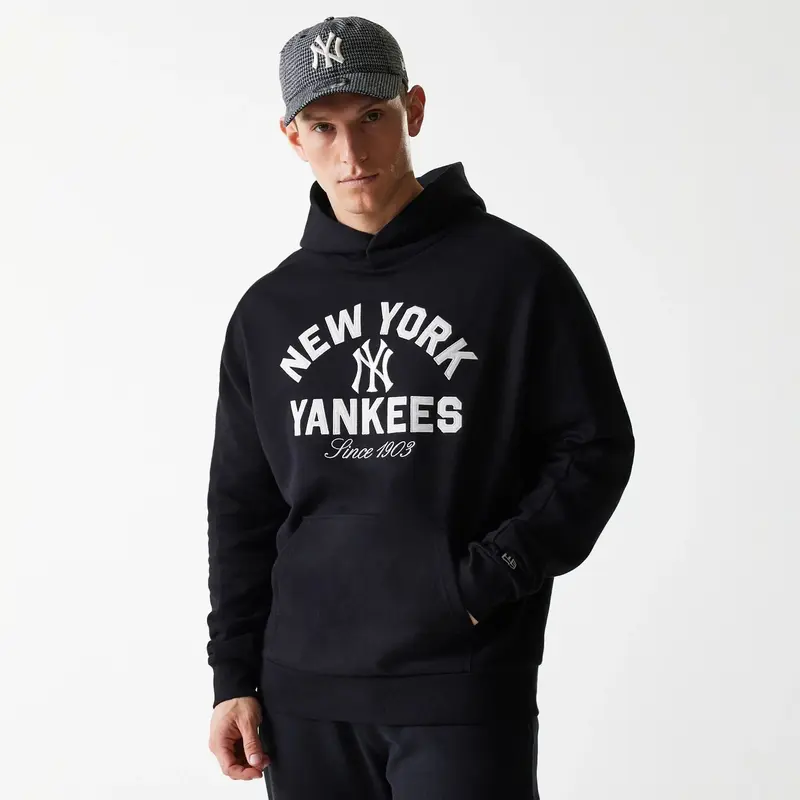 New York Yankees MLB Heritage Black Oversized Pullover Hoodie