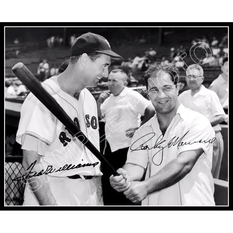 Ted Williams Rocky Marciano 8X10 Photo - Autographed Boston Red Sox - 2090
