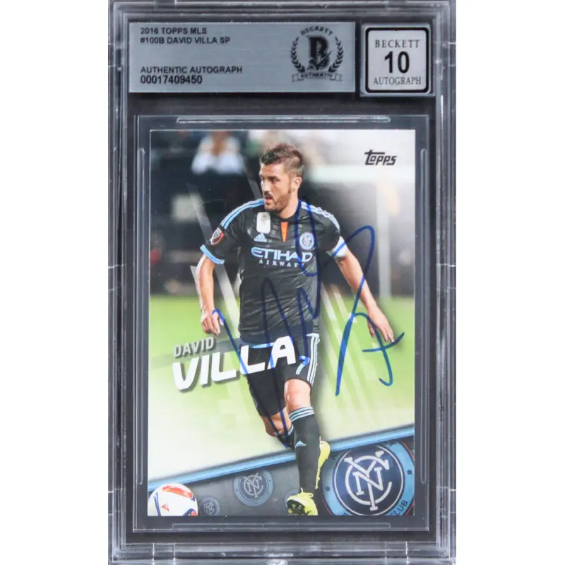 David Villa Authentic Signed 2016 Topps MLS #100B Card Autographed BAS Slabbed