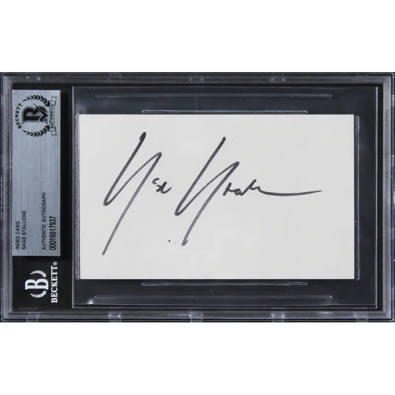 Sage Stallone Rocky V Authentic Signed 3x5 Index Card Autographed BAS Slabbed