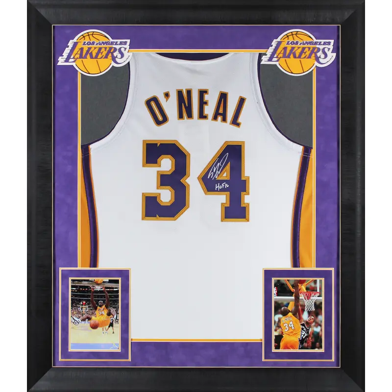 Shaquille O'Neal "HOF " Signed White M&N 03-04 HWC Authentic Framed Jersey BAS W
