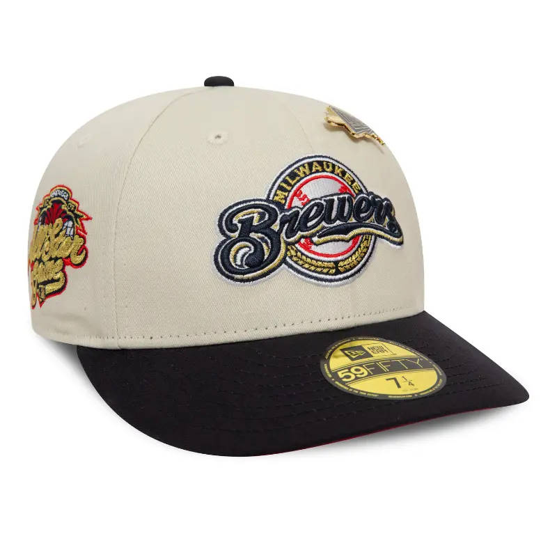 New Era - MLB Pin 59Fifty Low Profile Fitted - Milwaukee Brewers - Chrome/Navy