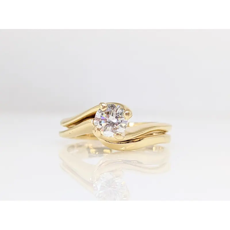 14K .40 CARAT TOTAL I1 J DIAMOND ROUND ESTATE BYPASS RING 3.8 GRAMS