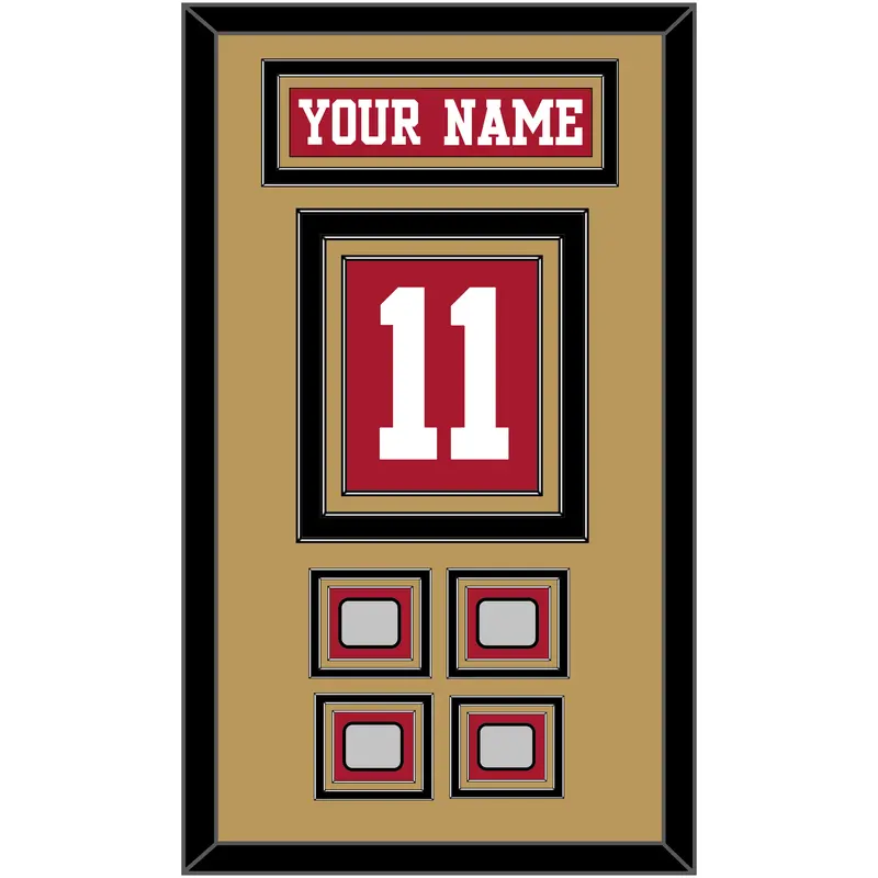 San Francisco Nameplate & Number (Back) With 4 Super Bowl Patches - Home Red - Triple Mat 5