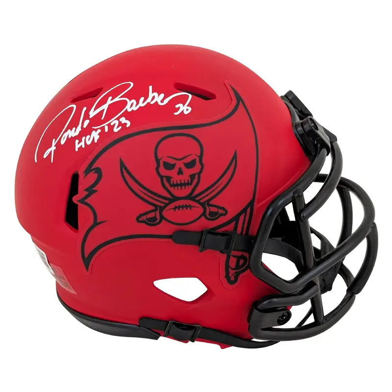 Buccaneers Ronde Barber "HOF 23" Signed Rave Speed Mini Helmet BAS Witnessed
