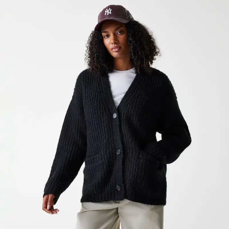New York Yankees Womens MLB Knit Black Cardigan