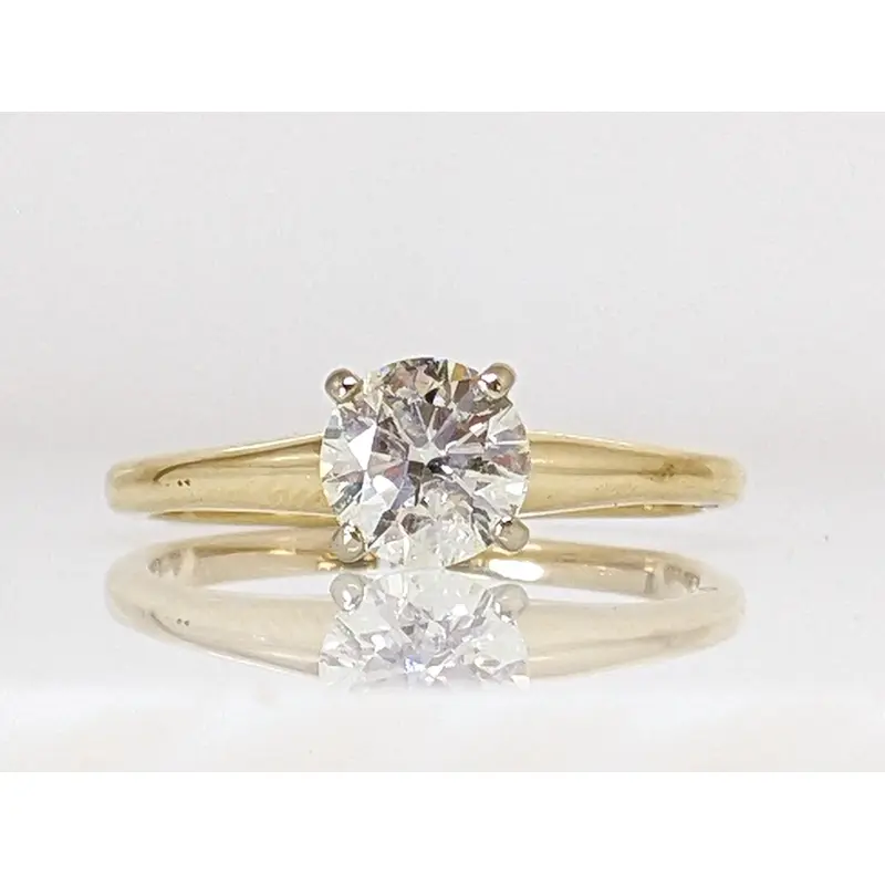 14K 1.02 CARAT TOTAL SI2 K ROUND ESTATE SOLITAIRE RING 3.2 GRAMS