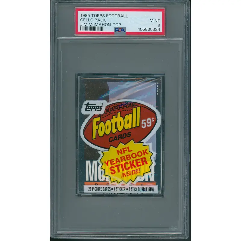 1985 Topps Football Unopened Cello Pack PSA 9 McMahon Top *5324