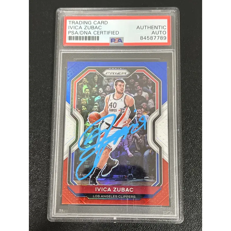 2020-21 PANINI PRIZM #196 Ivica Zubac Signed Card AUTO PSA Slabbed RC