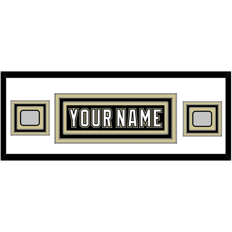 Pittsburgh Nameplate & 2 Stanley Cup Finals Patches - Home Black (2007-2016) - Triple Mat 3