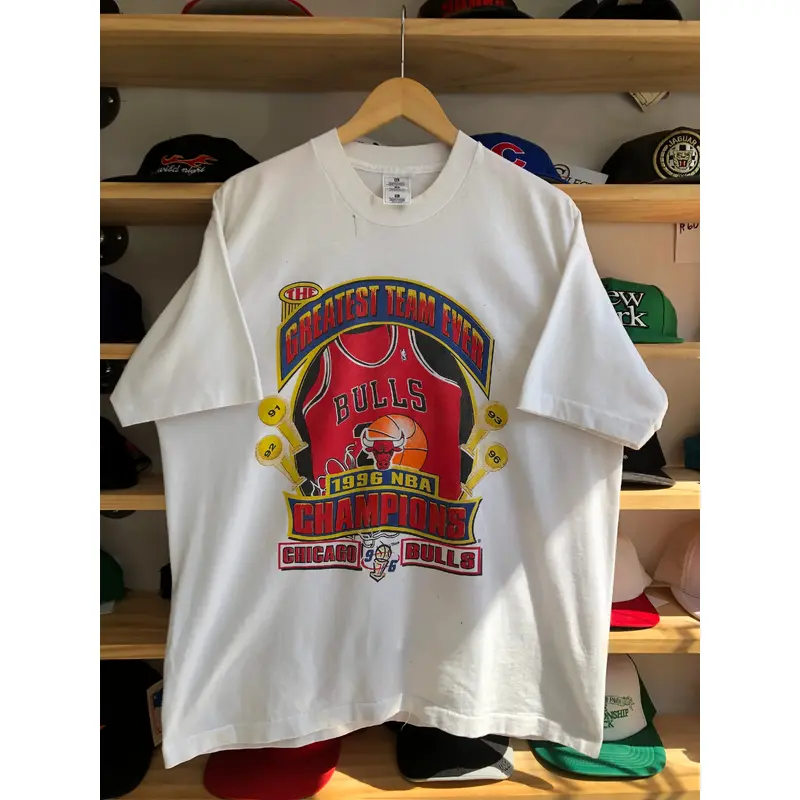 Vintage 1996 Chicago Bulls NBA Finals Champions Boot Tee Size XL