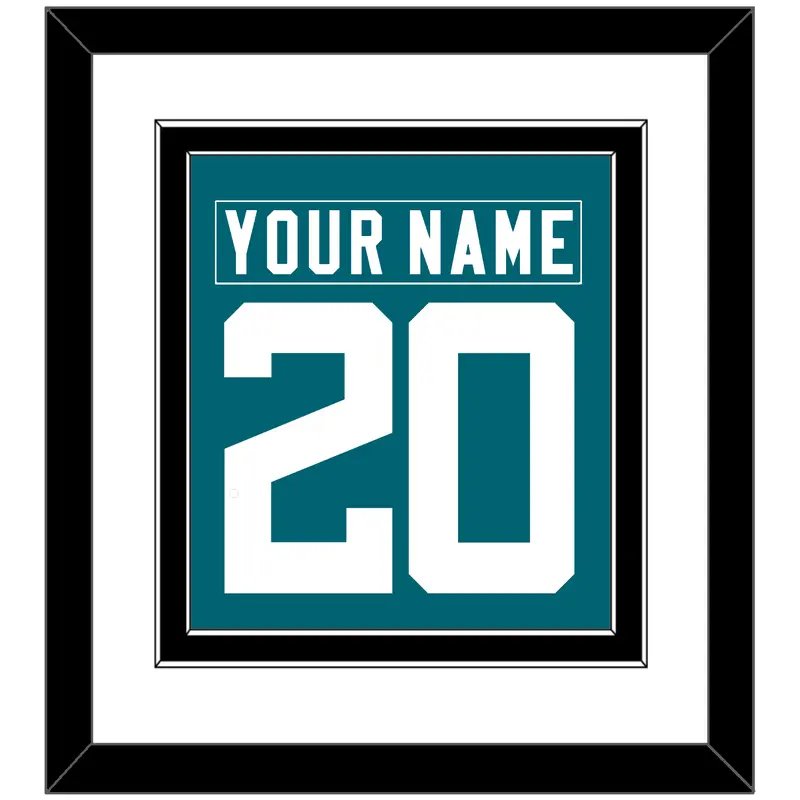 Jacksonville Nameplate & Number (Back) Combined - Home Teal - Double Mat 1