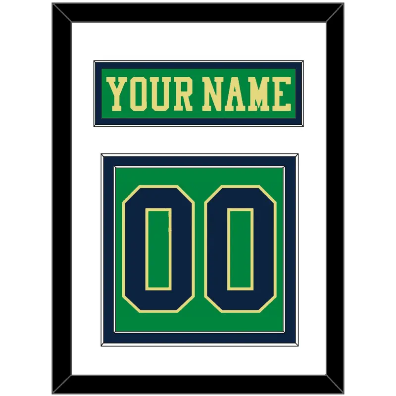 Notre Dame Hockey Nameplate & Number (Back) - Alternate Green (2015) - Double Mat 1