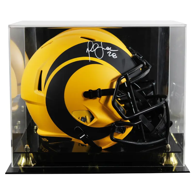 Rams Marshall Faulk Signed Rave Full Size Speed Rep Helmet w/ Case BAS Witnessed