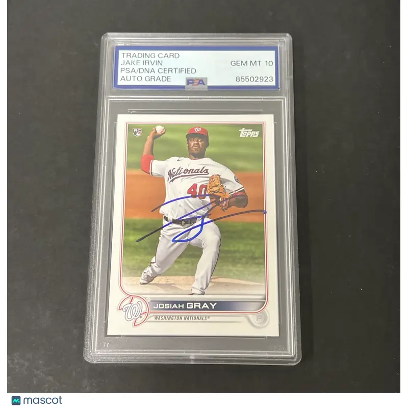 2022 Topps Series 1 #43 Josiah Gray signed card PSA Auto 10 Nationals