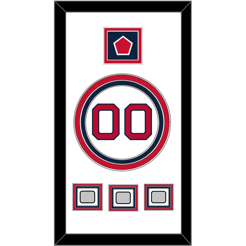 Boston Number, B Logo Hat Patch & 3 World Series Jersey Patches - Home White - Triple Mat 1