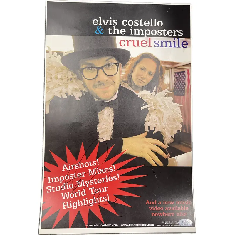 Elvis Costello Signed Poster PSA Autographed Songwriter and producer