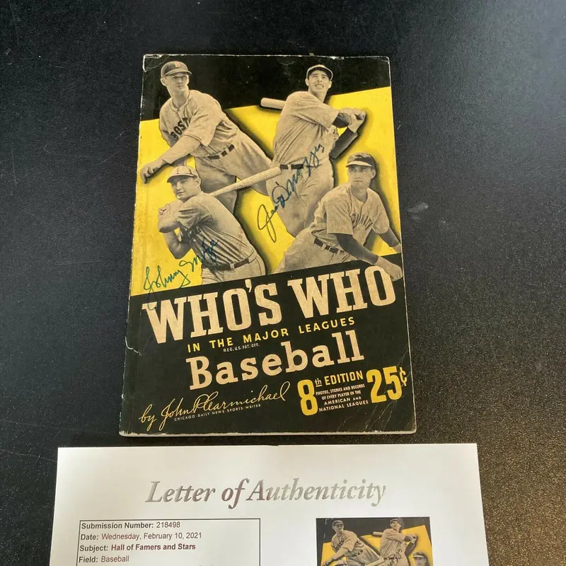 Joe Dimaggio Signed Autographed 1940's Who's Who In Baseball Book 13 Sig JSA COA