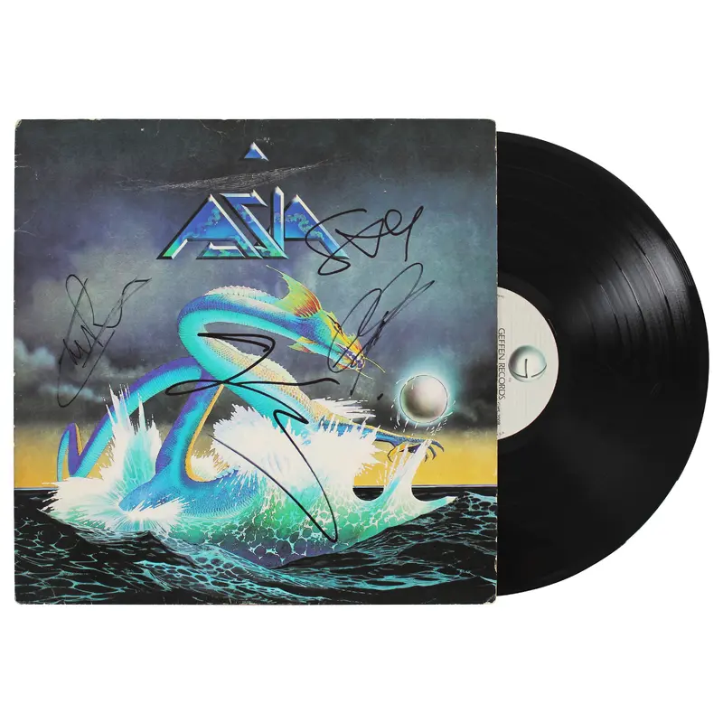 Asia (4) Downes, Howe, Palmer & Wetton Signed Album Cover W/ Vinyl BAS #AA02439