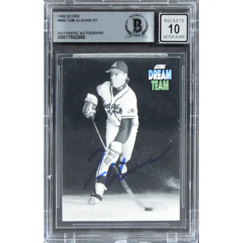 Braves Tom Glavine Signed 1992 Score Dream Team #890 Card Auto 10! BAS Slabbed