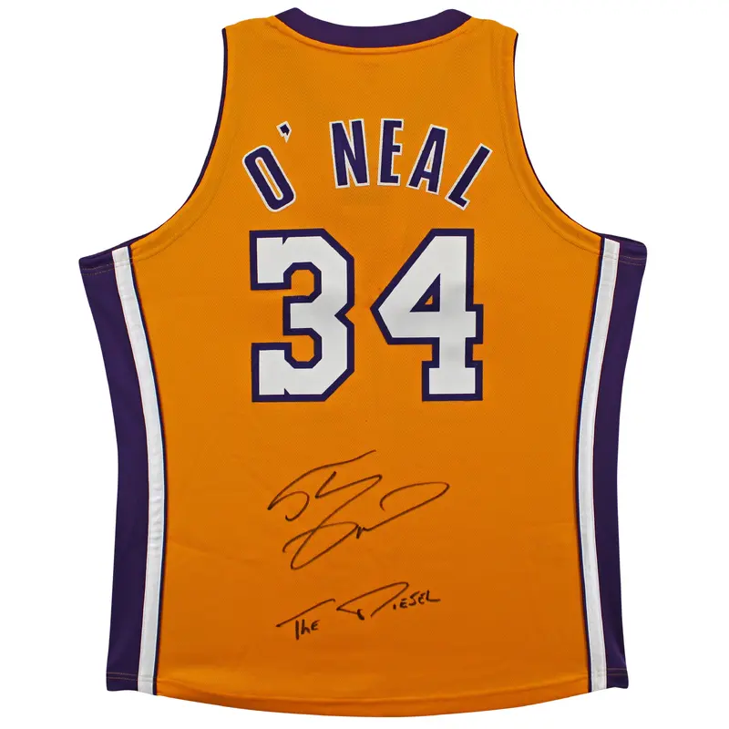 Shaquille O'Neal "Diesel" Signed Yellow M&N 2000-01 HWC Authentic Jersey BAS Wit