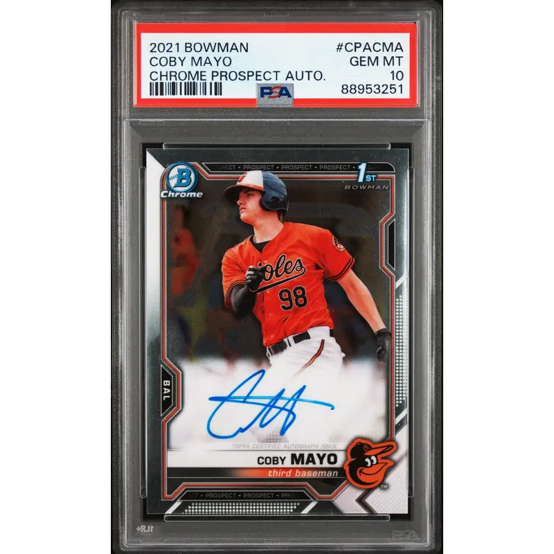 Coby Mayo 2021 Bowman Chrome Auto PSA 10 Gem Mint 3251