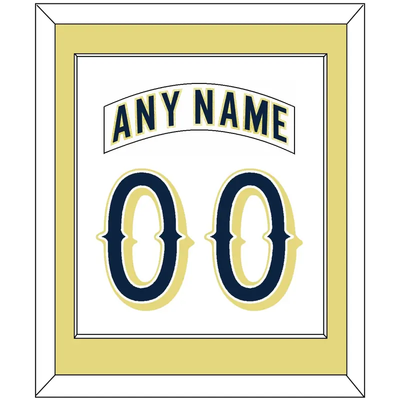 Notre Dame Hockey Nameplate & Number (Back) Combined - Home White - Single Mat 2