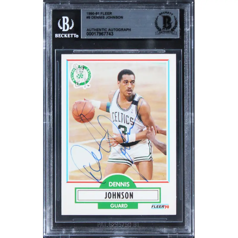Celtics Dennis Johnson Authentic Signed 1990 Fleer #9 Card BAS Slabbed