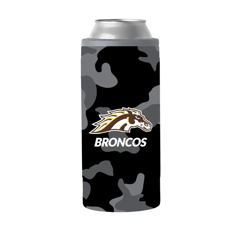 Western Michigan Black Camo 12oz Slim Can Coolie