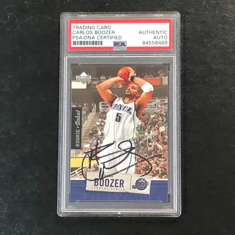 2005-06 Upper Deck Rookie Debut #95 Carlos Boozer Signed Card AUTO PSA Slabbed Jazz
