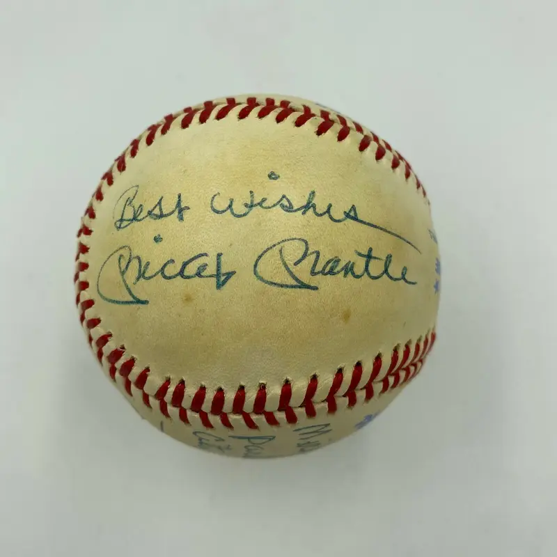 Mickey Mantle Whitey Ford Willie Mosconi 1989 AC Party Signed Baseball JSA COA