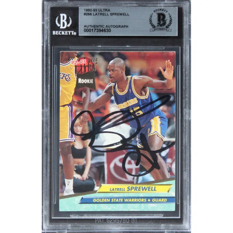Warriors Latrell Sprewell Authentic Signed 1992 Ultra #266 Card BAS Slabbed