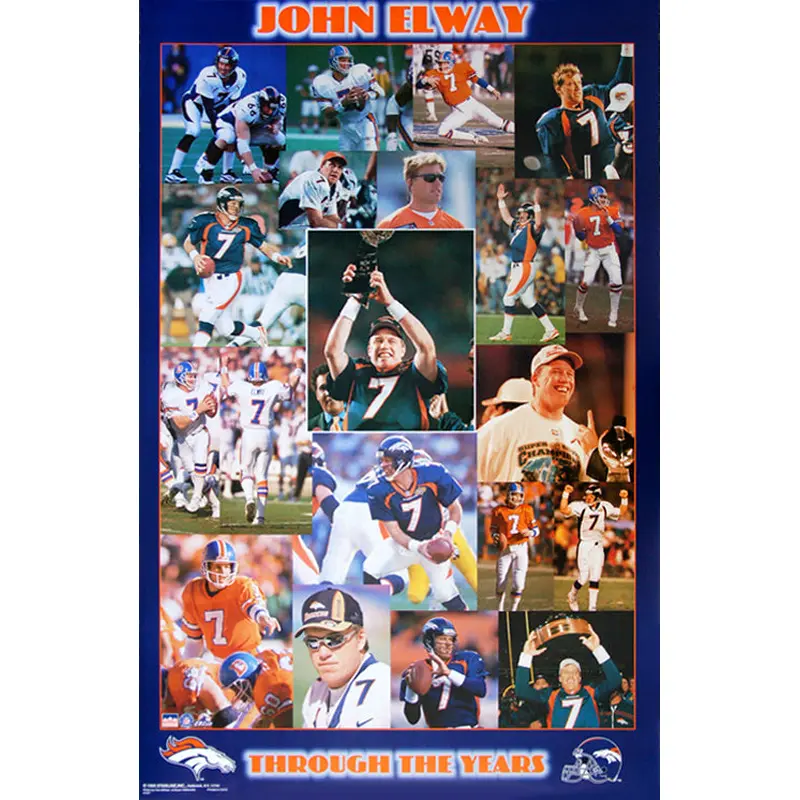 John Elway "Through The Years" Denver Broncos Commemorative Poster - Starline Inc. 1999