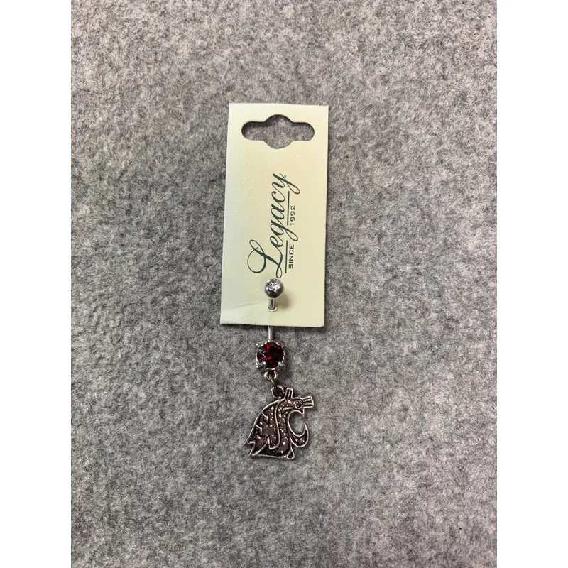 WSU Cougar Logo Belly Button Ring