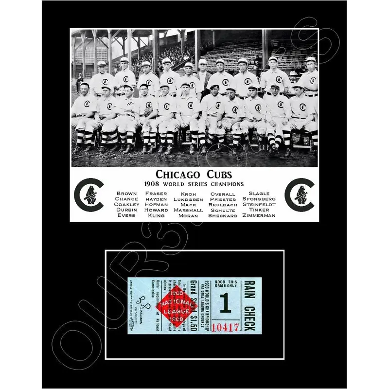 1908 Chicago Cubs World Series Ticket Matted Photo Display 11X14 - 2114