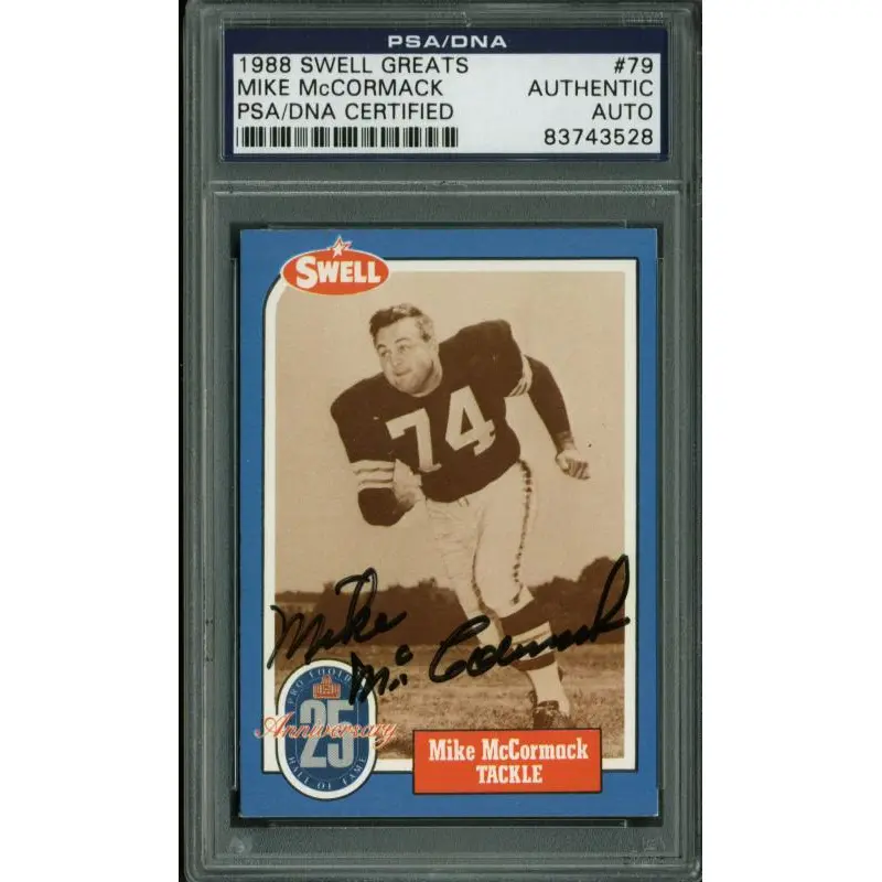 Browns Mike Mccormack Authentic Signed Card 1988 Swell Greats #79 PSA Slabbed