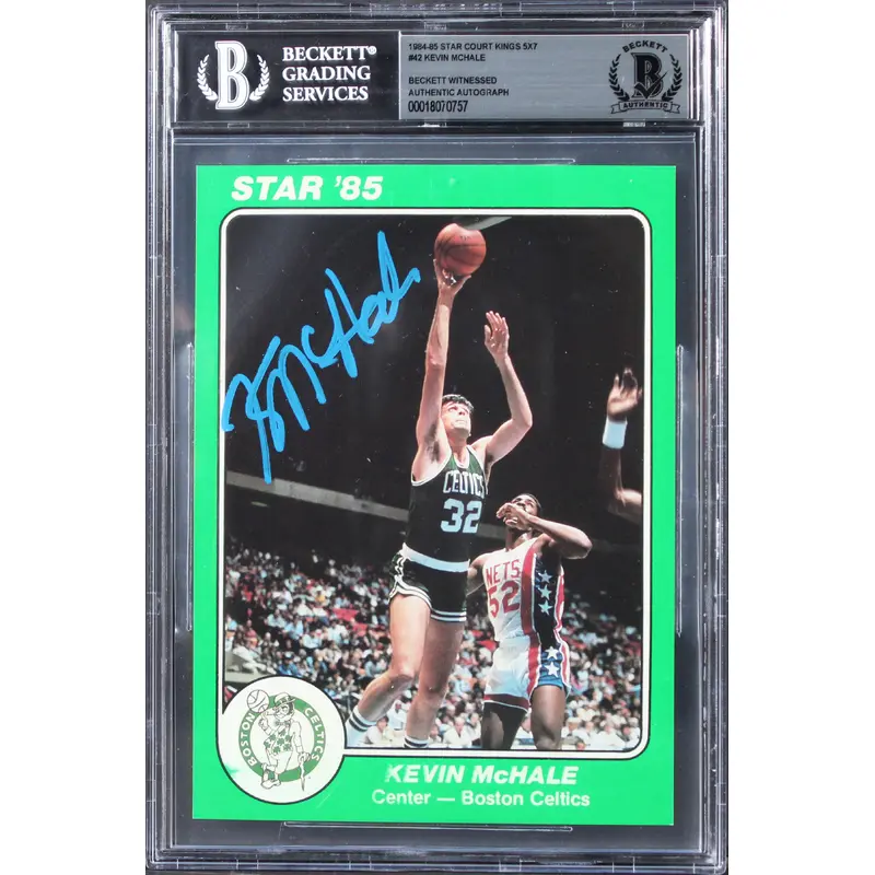 Celtics Kevin McHale Signed 1984 Star Celtics Champs #3 5x7 Card BAS Slabbed