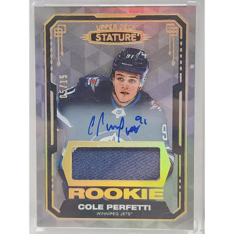 Cole Perfetti 2021 Upper Deck Stature Rookie Patch Auto #5/15