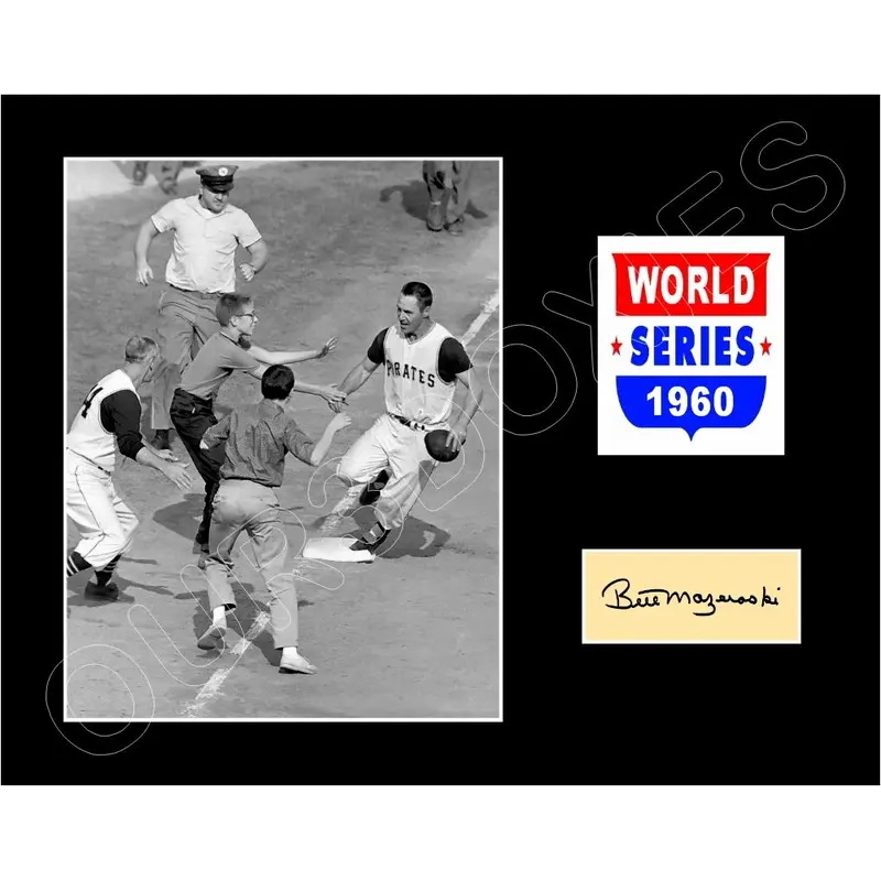 Bill Mazeroski 1960 World Series Matted Photo Display 11X14 - Pittsburgh Pirates - 1581