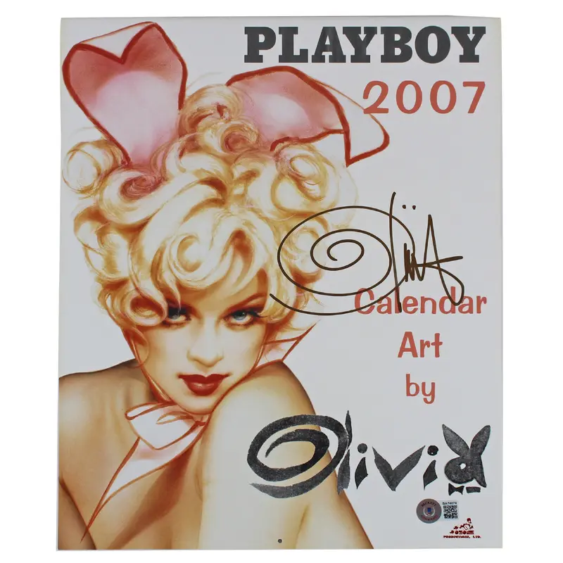 Olivia De Berardinis Authentic Signed 2007 Playboy Art Calendar BAS #BA74074