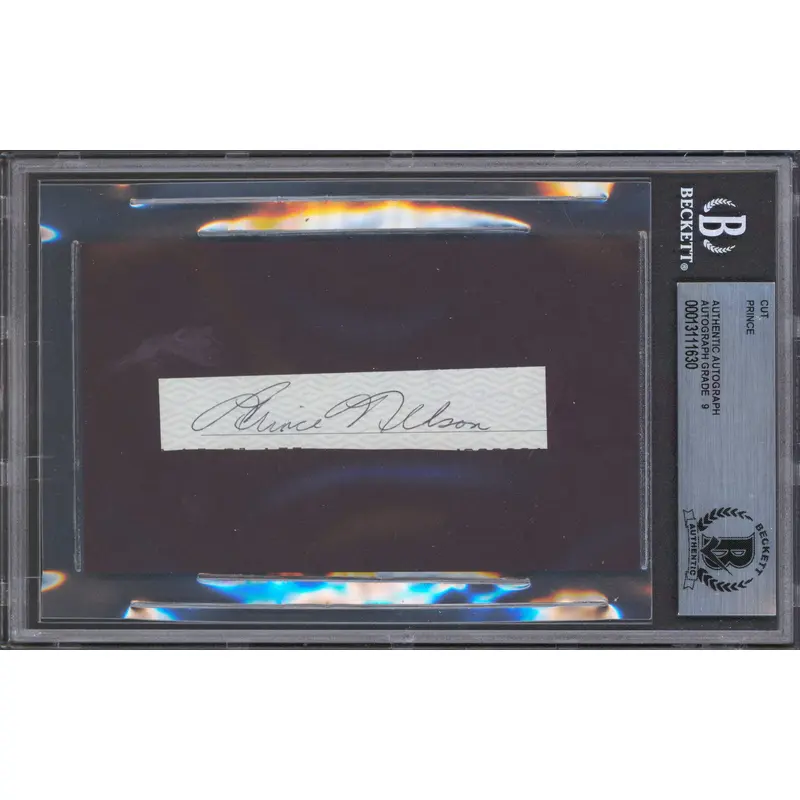 Prince Nelson Authentic Signed .75x3.5 Cut Signature Auto Graded 9! BAS Slabbed
