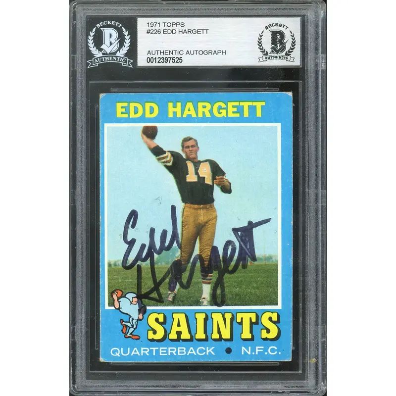 Saints Edd Hargett Authentic Signed 1971 Topps #226 Card BAS Slabbed