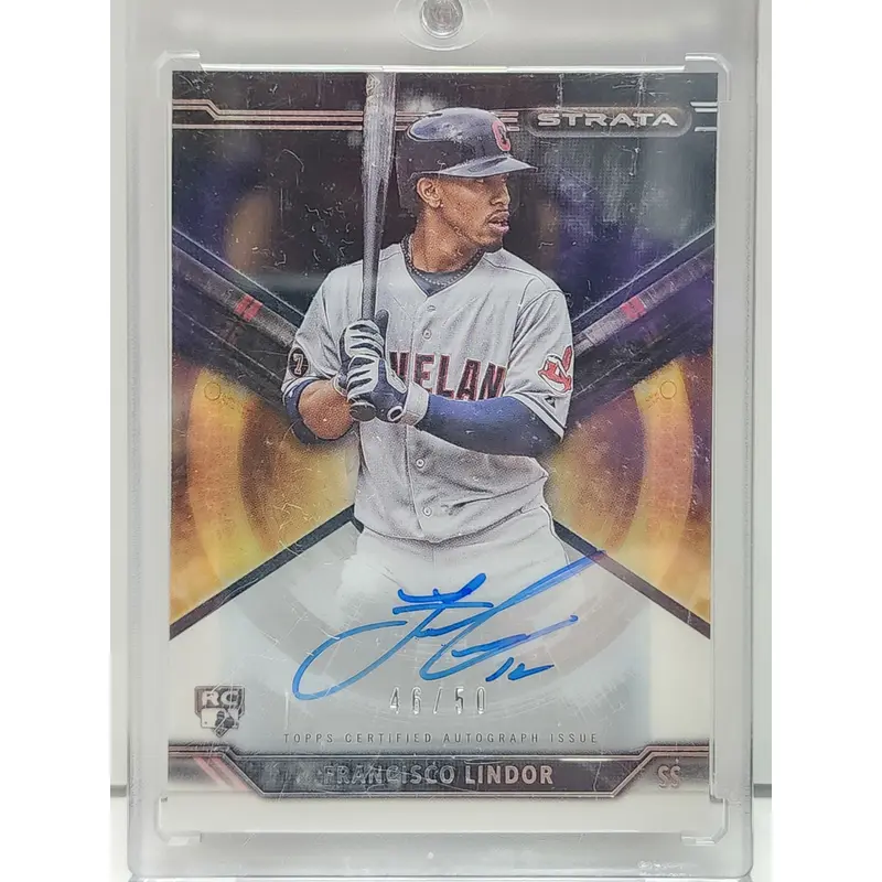 Francisco Lindor 2015 Topps Strata Black Auto Rookie #46/50