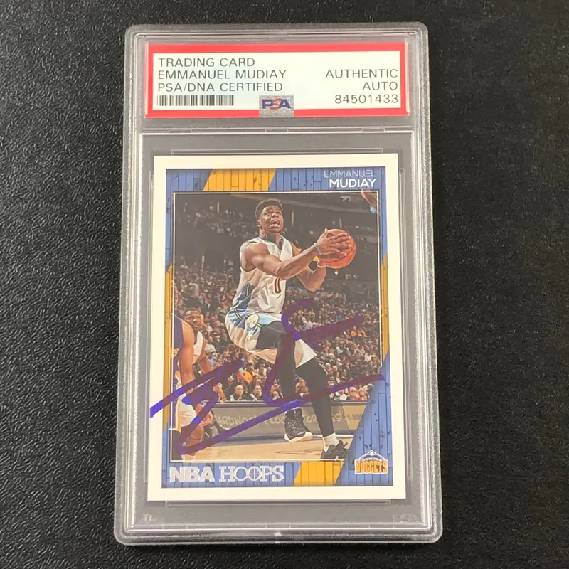 2016-17 NBA Hoops #90 Emmanuel Mudiay Signed Card AUTO PSA Slabbed Nuggets